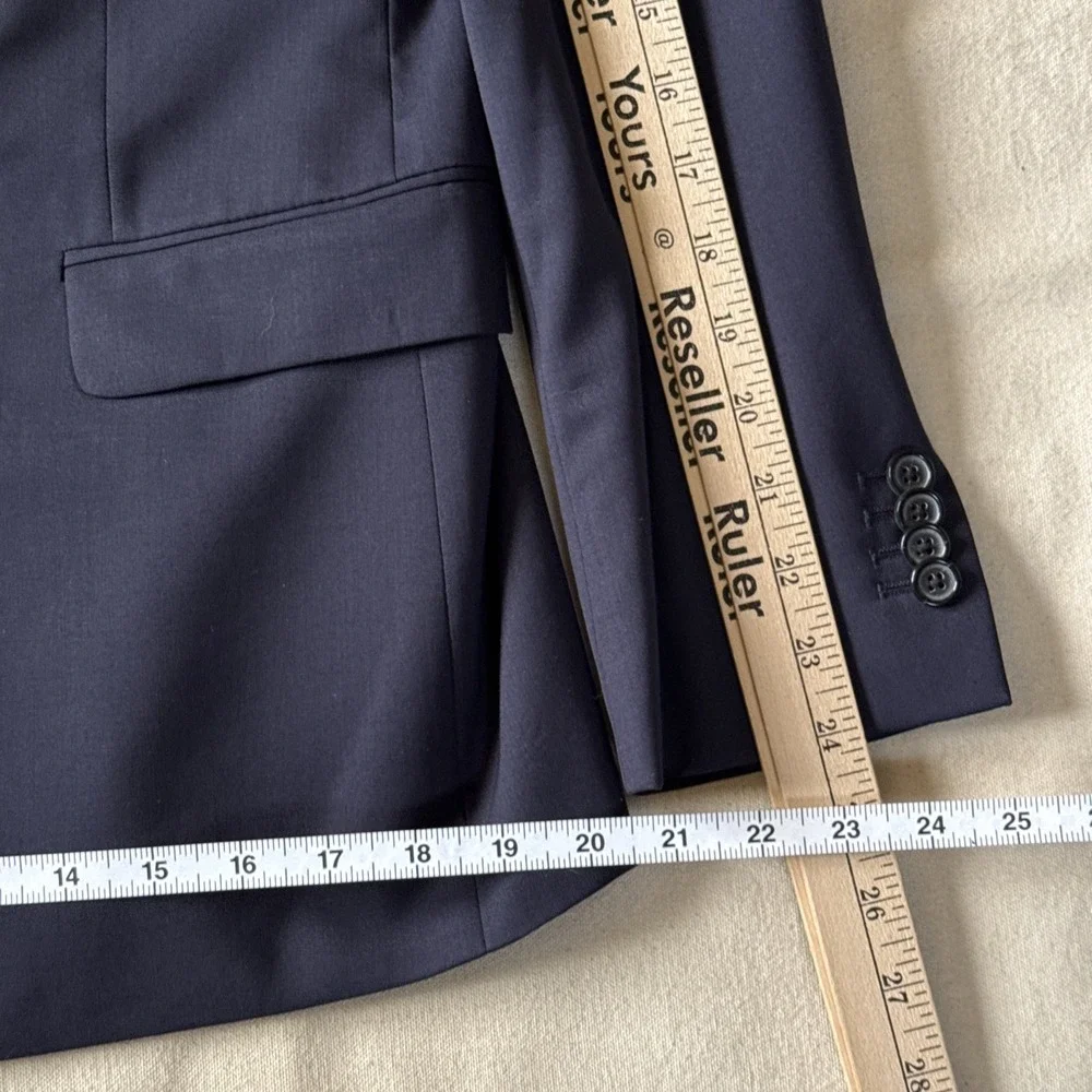 Banana Republic Double Breasted 40S Navy Blue Marzotto Wool Slim Blazer